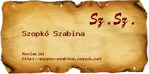 Szopkó Szabina névjegykártya